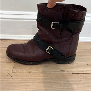 Chloe Burgundy Leather combat boot